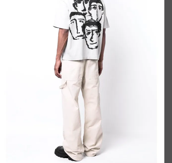 OFFWHITE New Portrait Sketch with Sensorless Printed Pattern Short Sleeve for Men and Women