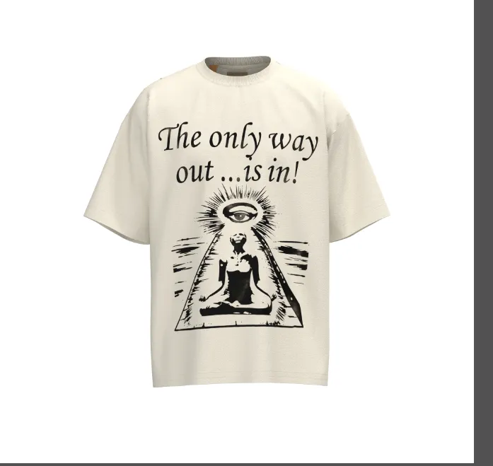 GALLERY DEPT. ONLY WAY OUT TEE Vintage Vintage Vintage Eye Shine Print Damaged Short Sleeve T-shirt in Apricot S M L XL