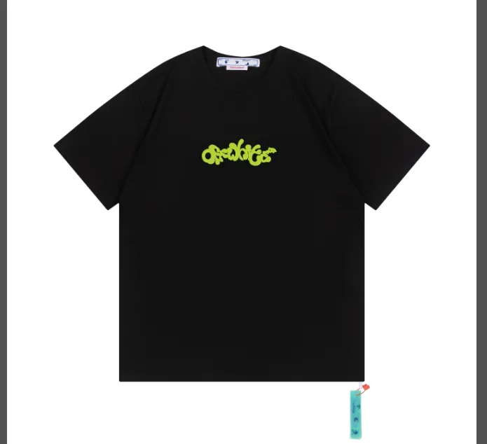 OFF-WHITE New Green Foam Letter Printed Arrow Short Sleeve for Men and Women