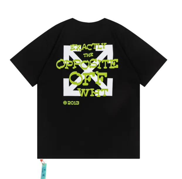 OFF-WHITE New Green Foam Letter Printed Arrow Short Sleeve for Men and Women