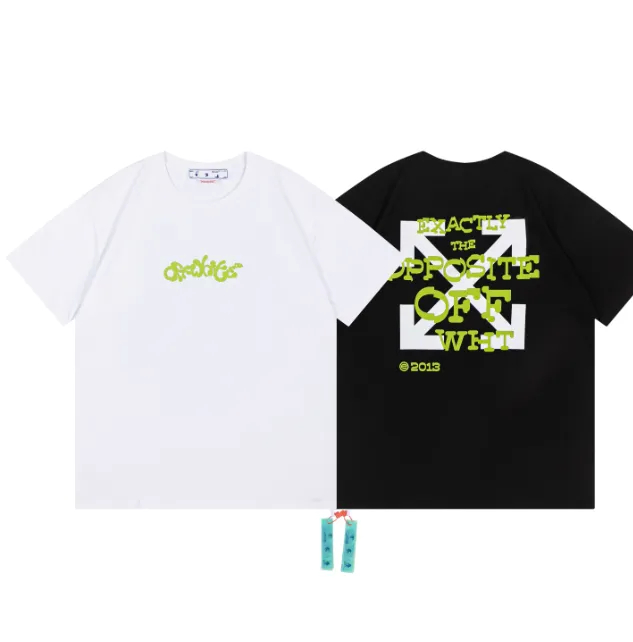 OFF-WHITE New Green Foam Letter Printed Arrow Short Sleeve for Men and Women