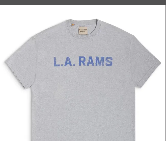 Gallery dept x LA Rams Vintage Heather Grey MFL Rams Team Joint American Logo Printed Short Sleeve T-shirt Flower Grey S M L XL