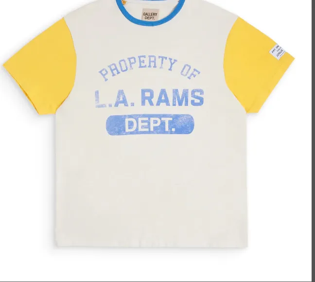 Gallery dept x LA Rams Color Block Tee Rams team collaboration vintage printed contrasting short sleeved t-shirt