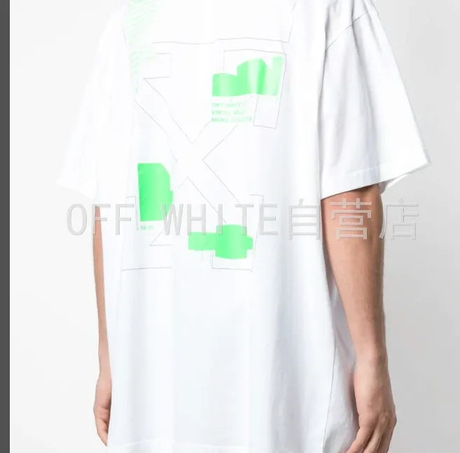 OFF-WHITE New Fluorescent Green Arrow Printed Pattern Short Sleeve