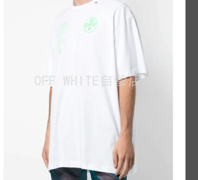 OFF-WHITE New Fluorescent Green Arrow Printed Pattern Short Sleeve