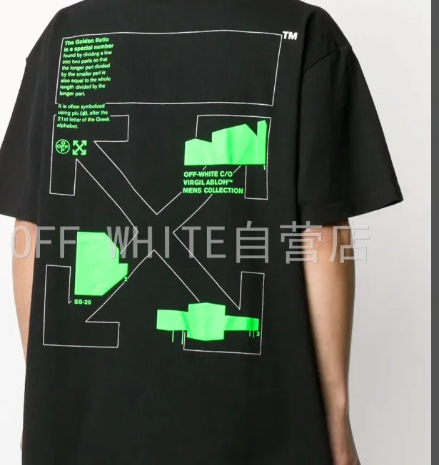 OFF-WHITE New Fluorescent Green Arrow Printed Pattern Short Sleeve