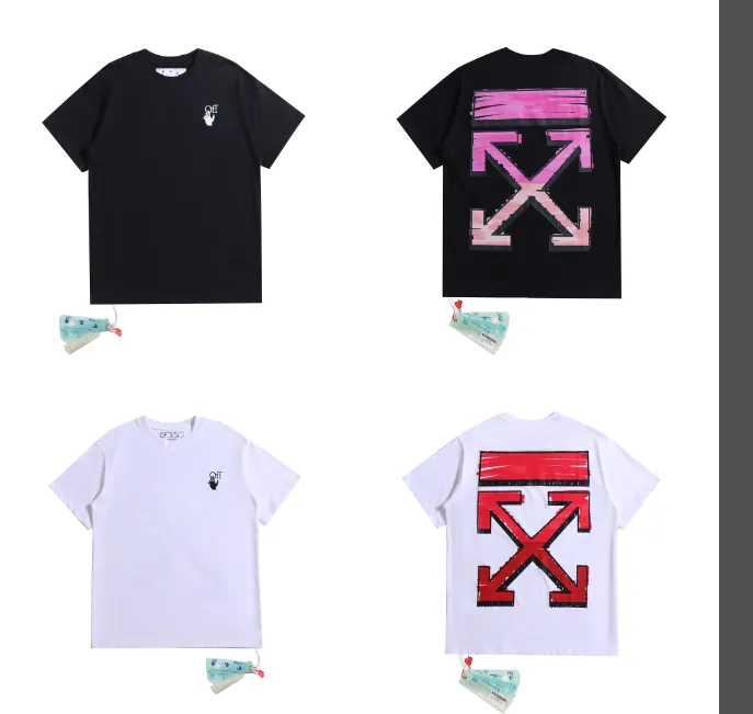 OFF-WHITE New Graffiti Crayon 🖍 Gradient arrow print pattern short sleeved shirt