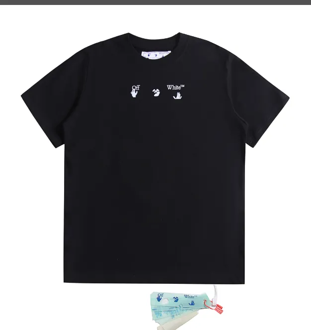 OFF-WHITE New Water Drop Blue Grey Gradient Arrow Printed Pattern Short Sleeve