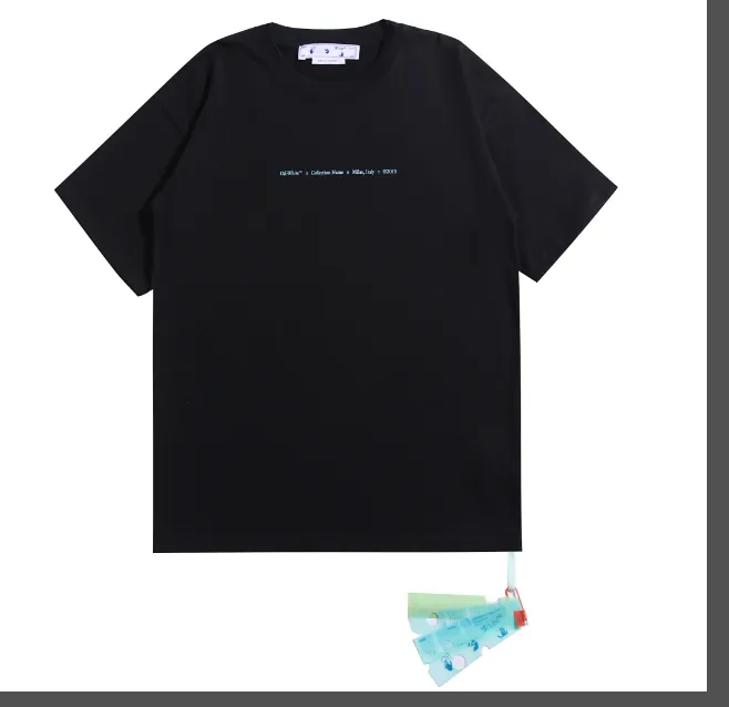 OFF-WHITE New Mark Pen Line Arrow Blue Printed Pattern Short Sleeve