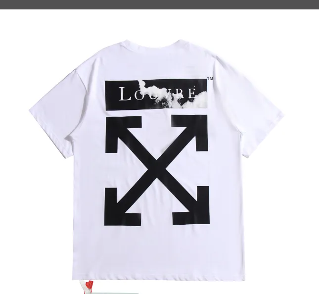 OFF-WHITE New Louvre Limited Edition Cloud Letter Arrow Printed Pattern Short Sleeve