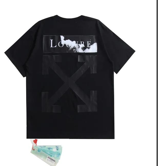 OFF-WHITE New Louvre Limited Edition Cloud Letter Arrow Printed Pattern Short Sleeve