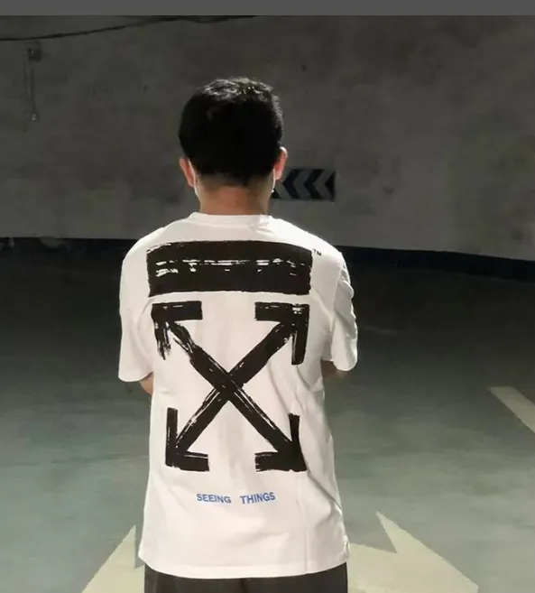 OFF-WHITE new hollow painted arrow print pattern short sleeved shirt