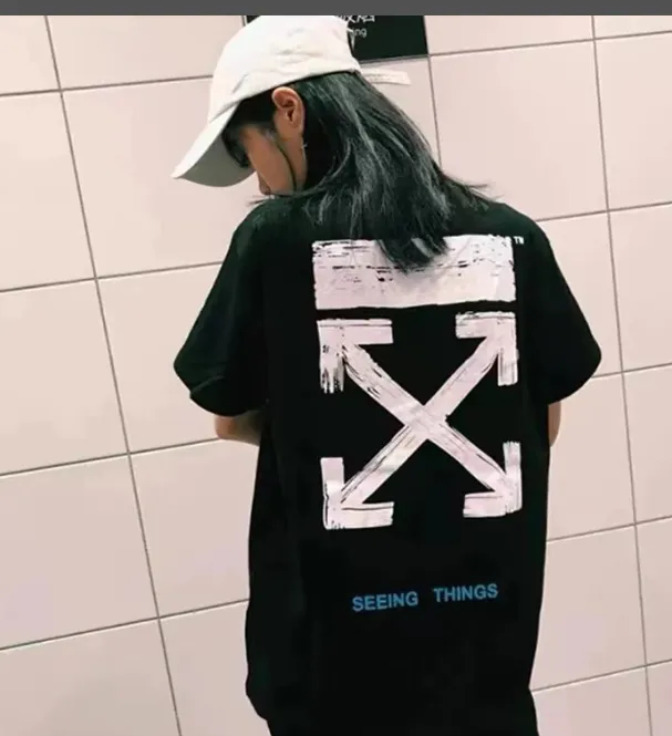 OFF-WHITE new hollow painted arrow print pattern short sleeved shirt