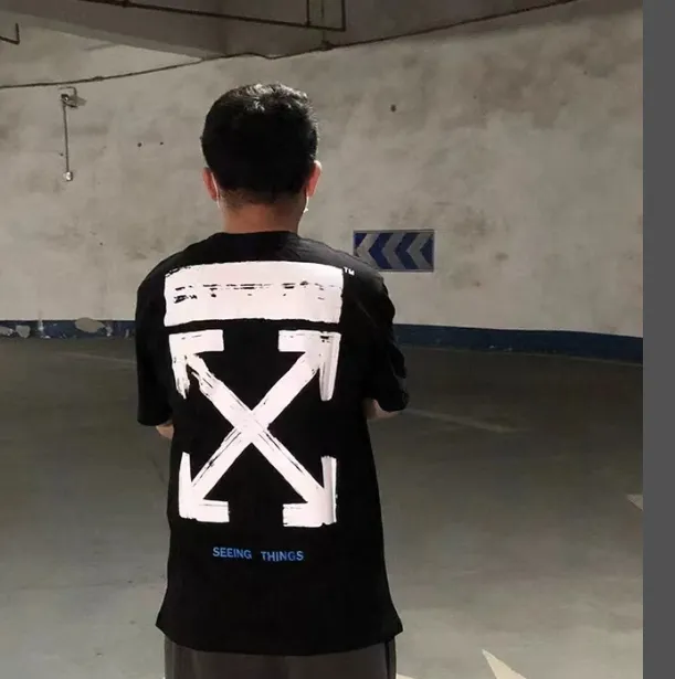 OFF-WHITE new hollow painted arrow print pattern short sleeved shirt