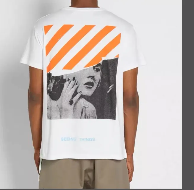 OFF-WHITE New Marilyn Monroe Pattern Direct Spray Printed Short Sleeve