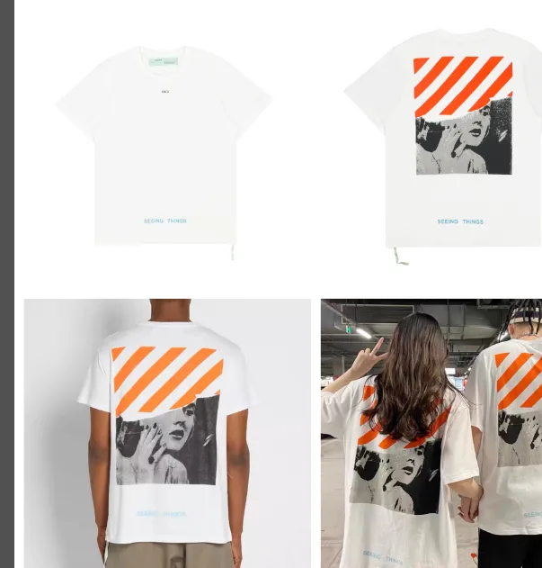 OFF-WHITE New Marilyn Monroe Pattern Direct Spray Printed Short Sleeve