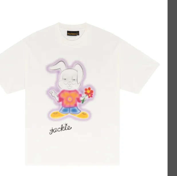 Drew House Peace Love&Jackie SS TEE Love&Peace Cartoon Rabbit Printed Short sleeved T-shirt