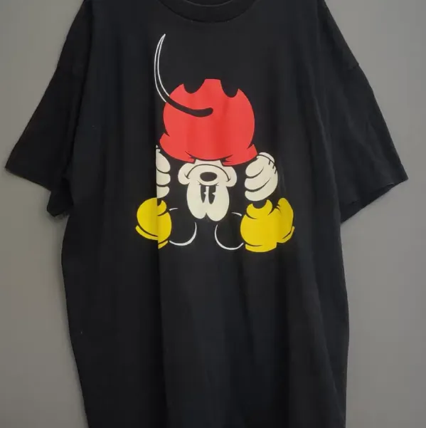 VINTAGE DISNEY MICKEY MOUSE 90's TEE ASAP ROCKY Retro Washed Outdated Inverted Mickey Mouse Printed Short Sleeve T-shirt