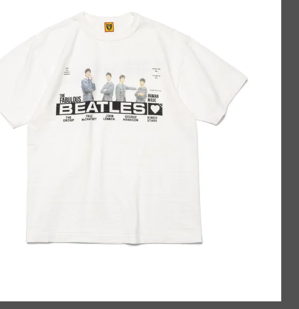 HUMAN MADE BEATLES T-SHIRT Beatles Portrait Printed Retro Bamboo Cotton Cylinder T-shirt