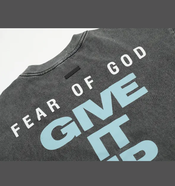 FEAR OF GOD FOG Mainline Washed and Used Letter Short sleeved T-shirt Washed Gray