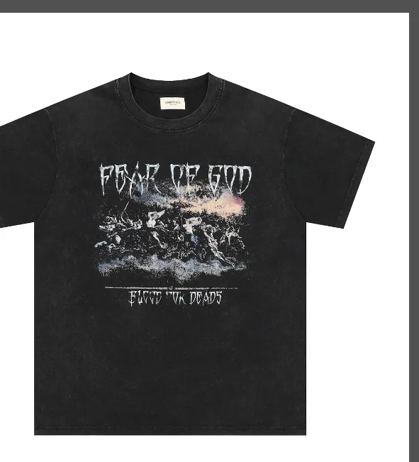 FEAR OF GOD Vintage Retro Gods' War Washed T-shirt Washed Black