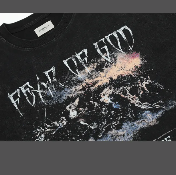 FEAR OF GOD Vintage Retro Gods' War Washed T-shirt Washed Black