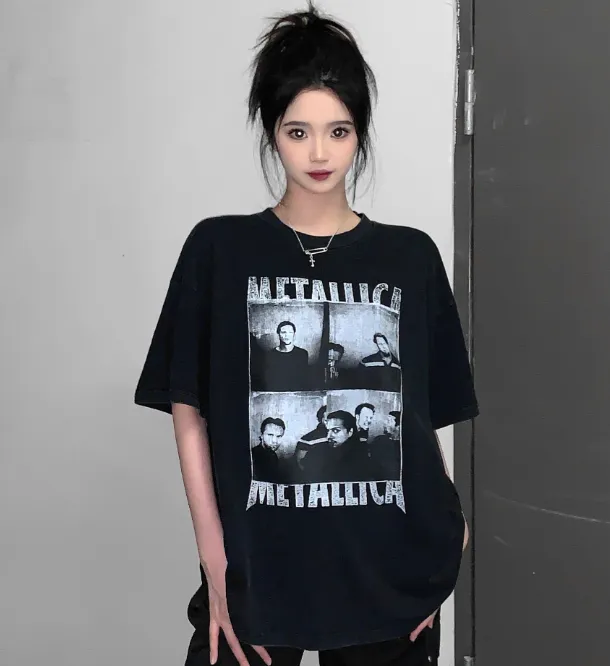 FEAR OF GOD Vintage Retro Portrait Washed T-shirt Washed Black