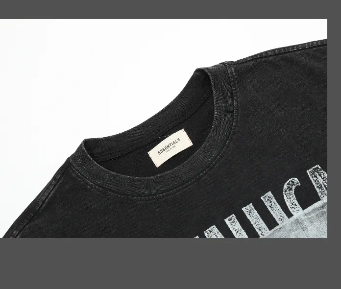 FEAR OF GOD Vintage Retro Portrait Washed T-shirt Washed Black