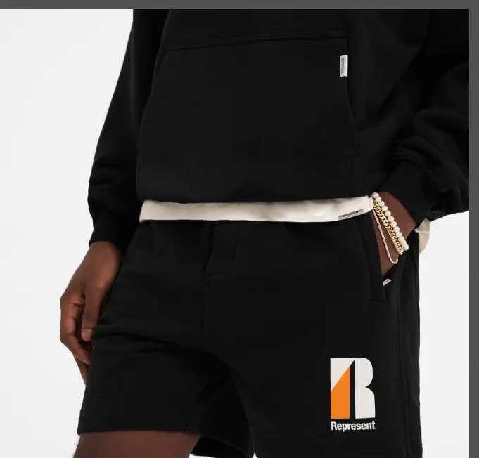 Representative Summer Color blocked Logo Letter Drawstring High Street Shorts Black Grey Brown Apricot S-XL Size