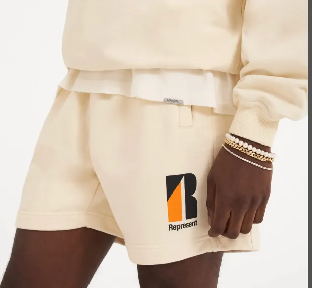 Representative Summer Color blocked Logo Letter Drawstring High Street Shorts Black Grey Brown Apricot S-XL Size