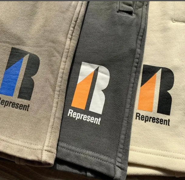 Representative Summer Color blocked Logo Letter Drawstring High Street Shorts Black Grey Brown Apricot S-XL Size