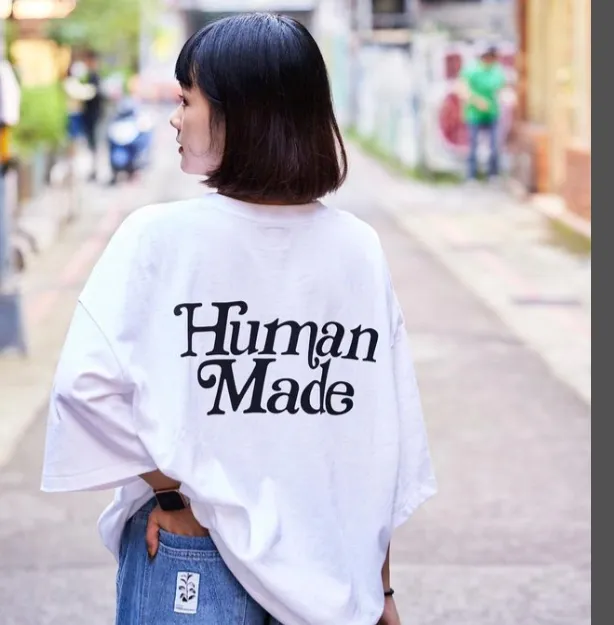 HUMAN MADE X GRILS DON'T CRY logo tee GDC limited edition limited edition simple letter printed couple's short sleeved t-shirt