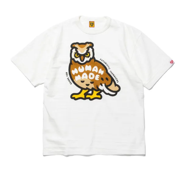 HUMAN MADE GRAPH T-SHIRT owl style retro American logo printed bamboo cotton cylindrical short sleeved t-shirt