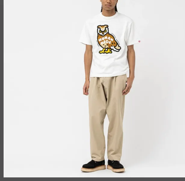 HUMAN MADE GRAPH T-SHIRT owl style retro American logo printed bamboo cotton cylindrical short sleeved t-shirt