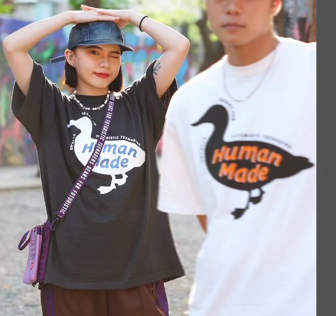 HUMAN MADE GRAPH T-SHIRT logo duck style retro printed bamboo cotton cylindrical short sleeved t-shirt