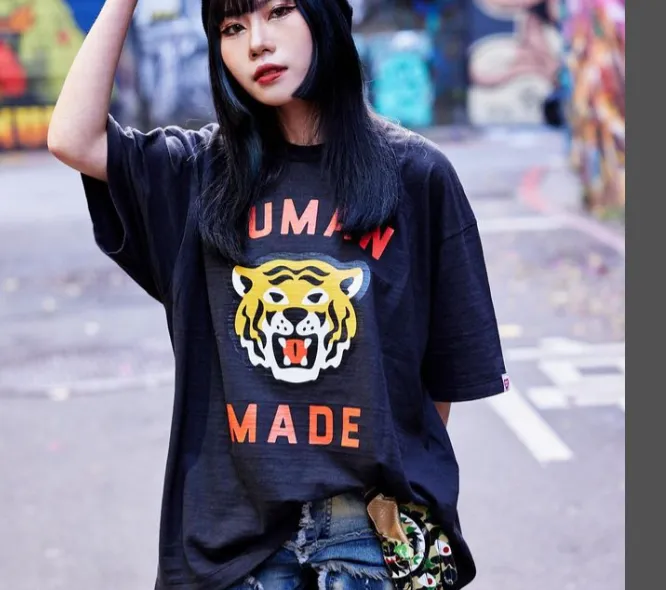 HUMAN MADE GRAPH T-SHIRT Retro Tiger Head Logo Printed Bamboo Cotton Cylinder Short Sleeve T-shirt