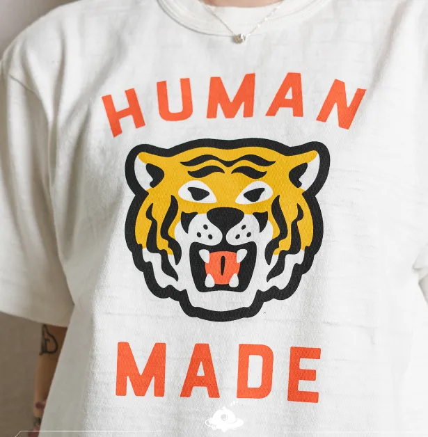 HUMAN MADE GRAPH T-SHIRT Retro Tiger Head Logo Printed Bamboo Cotton Cylinder Short Sleeve T-shirt