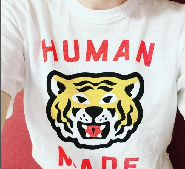 HUMAN MADE GRAPH T-SHIRT Retro Tiger Head Logo Printed Bamboo Cotton Cylinder Short Sleeve T-shirt