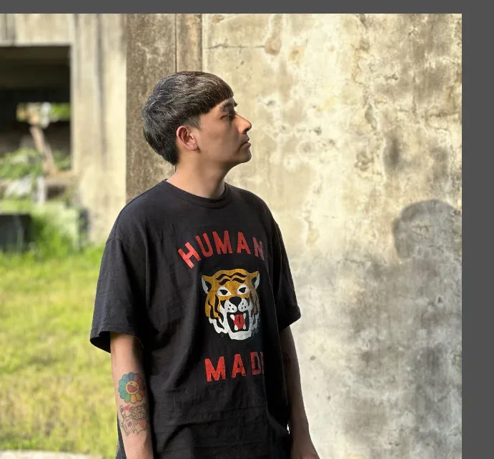 HUMAN MADE GRAPH T-SHIRT Retro Tiger Head Logo Printed Bamboo Cotton Cylinder Short Sleeve T-shirt