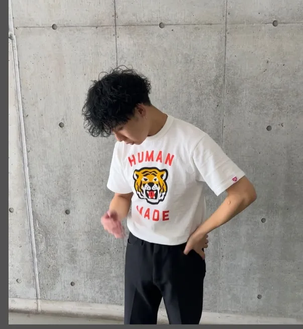 HUMAN MADE GRAPH T-SHIRT Retro Tiger Head Logo Printed Bamboo Cotton Cylinder Short Sleeve T-shirt