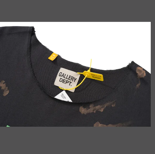 Gallery Depot. Vintage sleeveless camisole color letter printed short sleeved T-shirt black brown S-XL