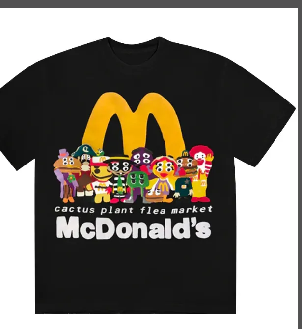 ￥129 CPFM.  X McDonald's collaboration smiley face burger family logo foam printed short sleeved t-shirt