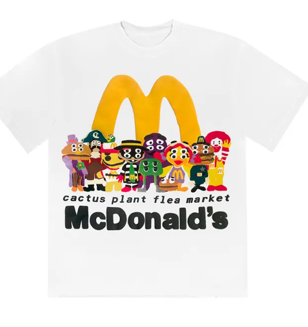 ￥129 CPFM.  X McDonald's collaboration smiley face burger family logo foam printed short sleeved t-shirt