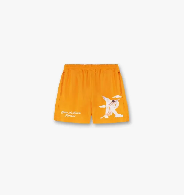 REPRESENT 23SS STORMS IN HEAVEN SHOPTS Retro American English Embroidered Angel Printed Sports Shorts