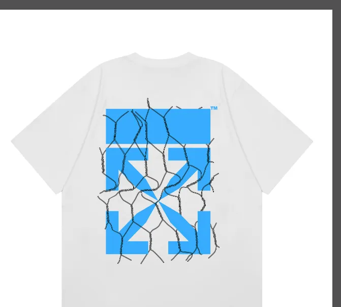 OFF-WHITE New Blue Arrow Lightning Wire Mesh Printed Short Sleeve