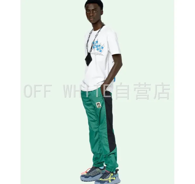 OFF-WHITE New Blue Arrow Lightning Wire Mesh Printed Short Sleeve