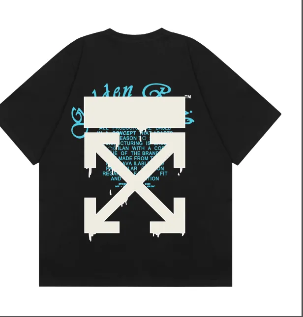 OFF-WHITE New Blue Letter Dissolved Arrow Printed Pattern Short Sleeve