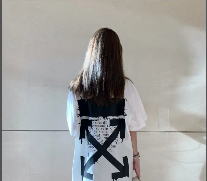 OFF-WHITE New Blue Letter Dissolved Arrow Printed Pattern Short Sleeve