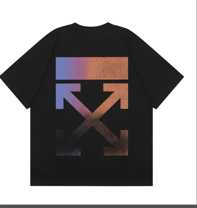 OFF-WHITE New Colorful Gradient Arrow Printed Pattern Short Sleeve