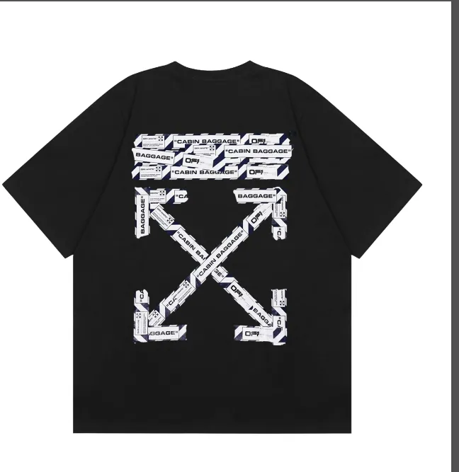 OFF-WHITE Classic Warning Line Arrow Printed Pattern Short Sleeve